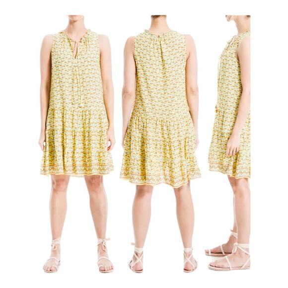 Max Studio dress Tie Neck sleeveless printed tiered X-Large XL - Picture 1 of 5